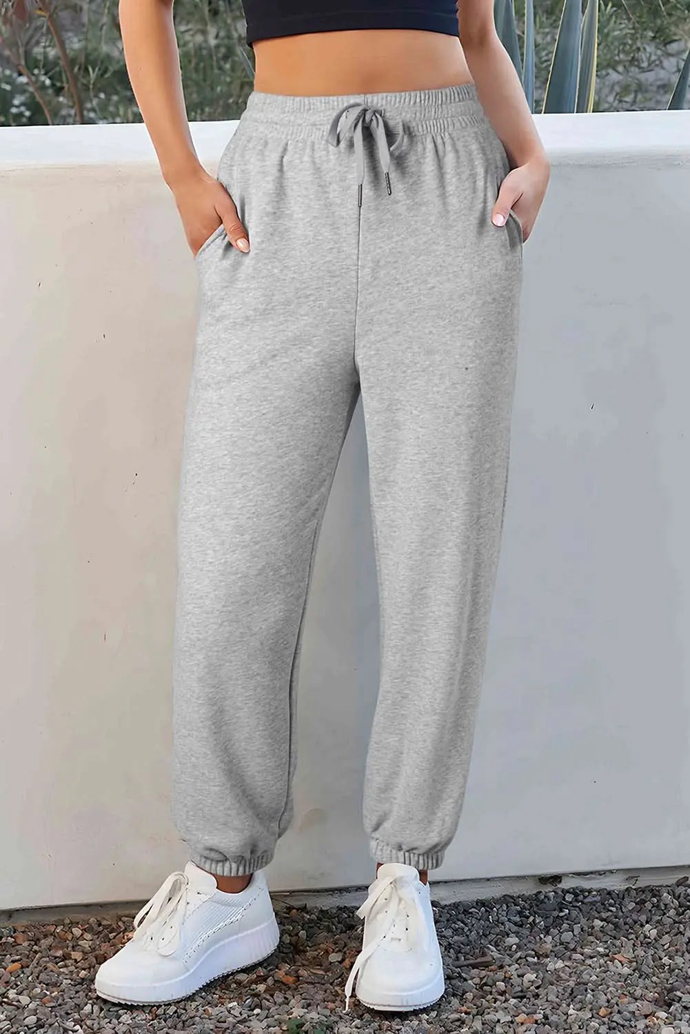 Light grey fleece-lined joggers - Love Salve